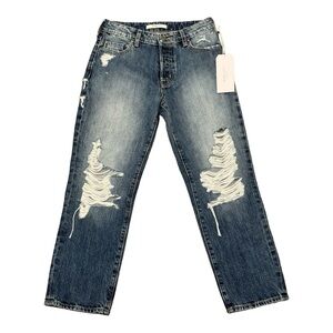 Fidelity Denim Size 25 Jimi Crazy Horse Crop Straight Leg Jeans Mid Rise